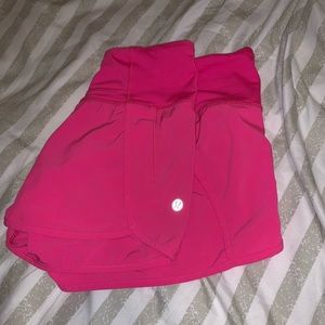 Lululemon Pink Run Times Shorts